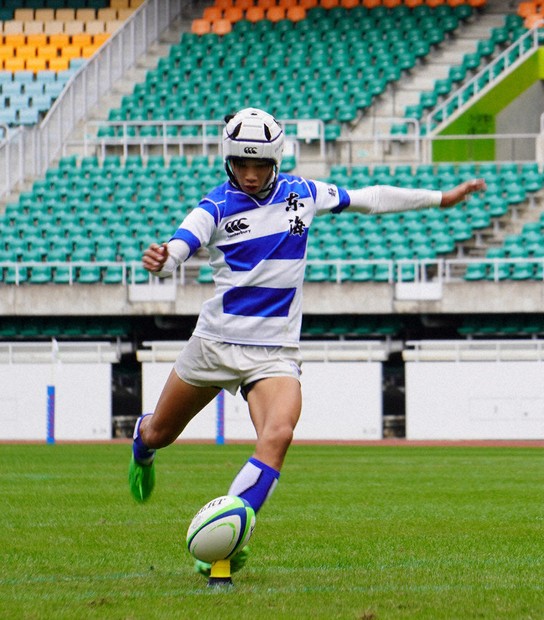 東海大翔洋高校　花園出場記念作成
ラガーシャツ 青白ストライプ 9番 東海大翔洋高校 花園出場記念作成 ラガーシャツ 青白ストライプ 9番