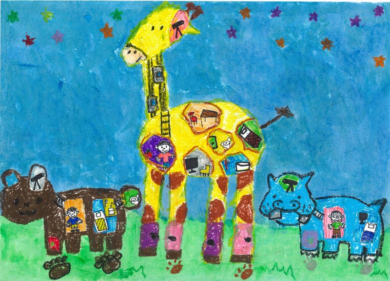 ポラスおえかきコン 「住んでみたい夢の家・街」テーマ 福岡の5歳