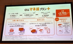 KDDIが12月3日、auの新料金プラン「auマネ活プラン＋」を開始＝筆者撮影