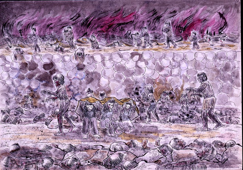 人類全体への遺言」 ヒロシマ伝える13枚の絵、オスロへ [写真特集1/13