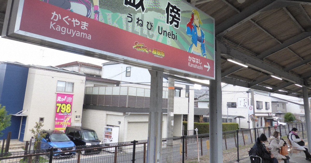 駅名標に「ストリートファイター」 奈良の無人駅、利用増へテコ入れ