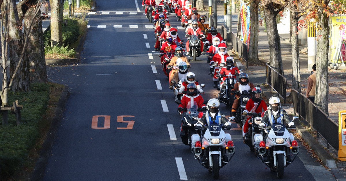 バイクの楽しさプレゼント サンタ100人が模範運転ツーリング