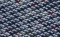 In this Aug. 17, 2020 file photo taken automobiles are seen parked prior to export at Kawasaki Port in Kanagawa. (Mainichi)