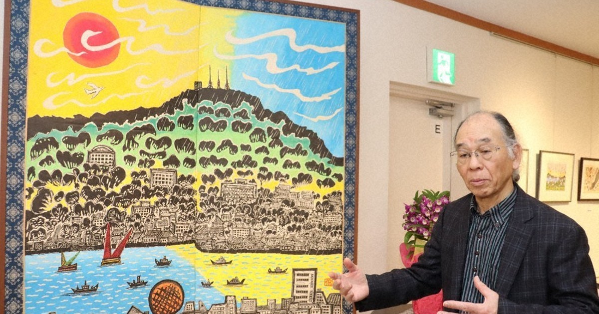 小崎侃「長崎の水」木版画 木版画で種田山頭火の俳句の世界を描いた小崎侃の和の絵の木版画