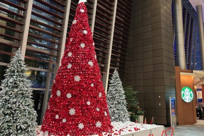 上海市内の外資系ビルに飾られたクリスマスツリー。イベントはなかった（２０２４年12月） 筆者撮影