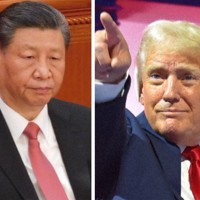 （左）中国の習近平氏＝岡崎英遠撮影（右）米国のトランプ氏＝秋山信一撮影