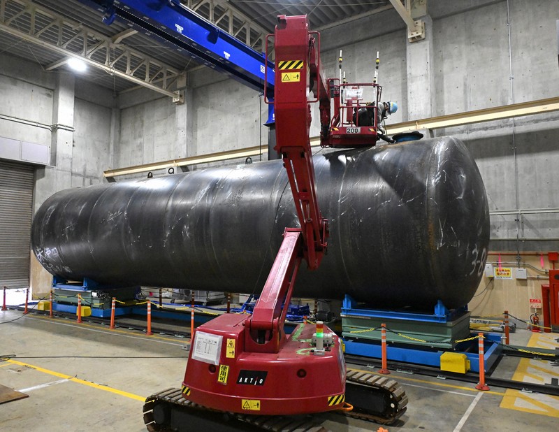 汚染水タンクの解体を毎日新聞に公開 東電福島第1原発 [写真特集1/13