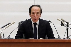 金融政策決定会合後の記者会見に臨む日銀の植田和男総裁＝東京都中央区で2025年1月24日、小林努撮影