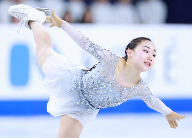 女子フリーで演技する松生理乃＝ソウルで2025年2月23日、猪飼健史撮影