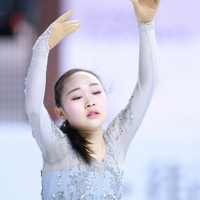 女子フリーで演技する松生理乃＝ソウルで2025年2月23日、猪飼健史撮影