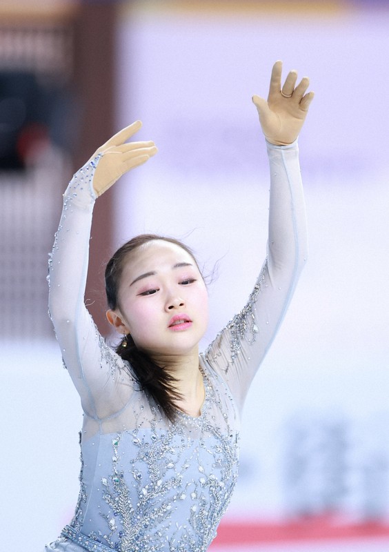 女子フリーで演技する松生理乃＝ソウルで2025年2月23日、猪飼健史撮影