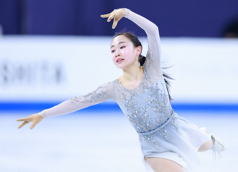 女子フリーで演技する松生理乃＝ソウルで2025年2月23日、猪飼健史撮影