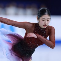 女子フリーで演技する韓国の李海仁＝ソウルで2025年2月23日、猪飼健史撮影
