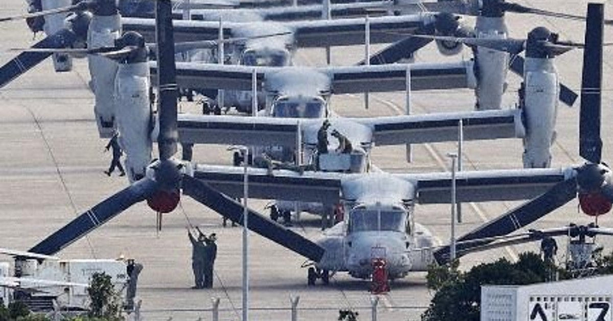 米軍普天間のオスプレイ、4機削減し20機に 海兵隊再編の一環 | 毎日新聞