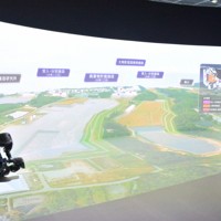 報道陣に公開された中間貯蔵事業情報センターのバーチャルシアター＝福島県大熊町で2025年3月7日午後1時46分、岩間理紀撮影