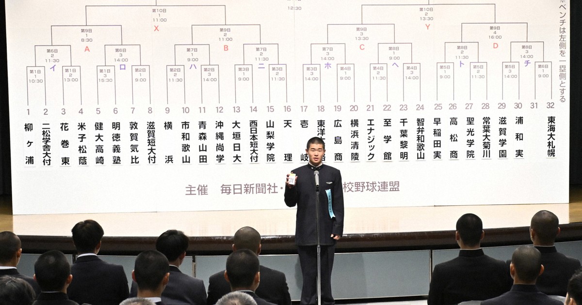 注目の3強は横浜、東洋大姫路、健大高崎 選抜高校野球抽選会 [写真特集
