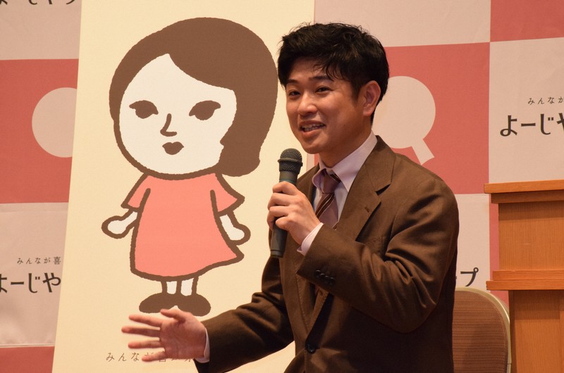 ロゴマーク刷新の決断の理由を語った國枝昂社長＝京都市下京区で2025年3月26日午後1時34分、南陽子撮影