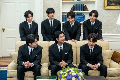 韓国の人気音楽グループ「BTS」のメンバー＝米国のワシントンで2022年5月31日、EYEPRESS・ロイター　　　