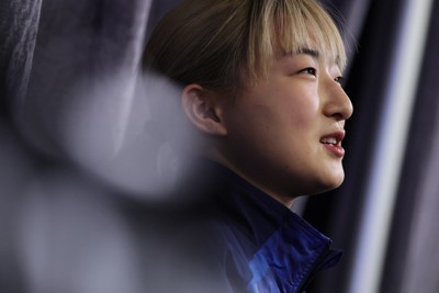 女子フリーから一夜明け、思いを語る坂本花織＝米ボストンで2025年3月29日、吉田航太撮影