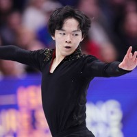 男子フリーで演技する鍵山優真＝米ボストンで2025年3月29日、吉田航太撮影