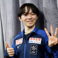 男子フリーから一夜明け、思いを語った鍵山優真＝米ボストンで2025年3月30日、吉田航太撮影