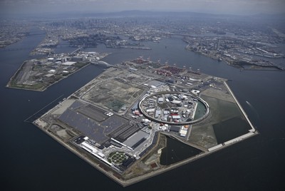 大阪・関西万博会場の夢洲＝大阪市此花区の夢洲で2025年3月29日午後0時2分、本社ヘリから
