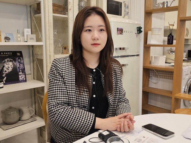 「n番部屋事件」を学生時代に告発した朴志玹さん＝ソウルで2025年3月26日午後2時10分、日下部元美撮影