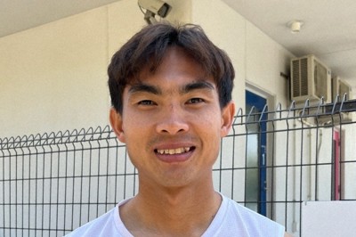 取材に応じるセレッソ大阪のジャルンサック選手＝大阪市で2025年4月9日、生野貴紀撮影
