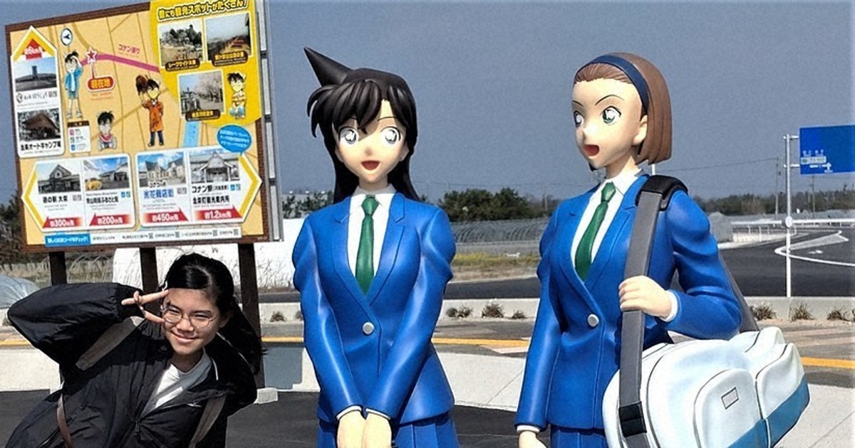 蘭と園子に会いに行こう！ コナン通り、キャラ像お目見え 北栄 ／鳥取