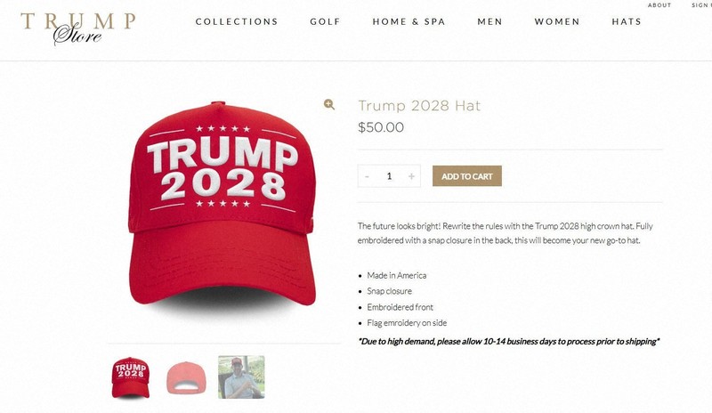 トランプ2028」グッズ販売 再々選を視野、3選ルール無視? | 毎日新聞