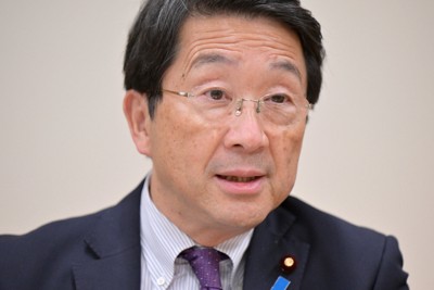 インタビューに答える衆院憲法審査会野党筆頭幹事の立憲民主党・武正公一氏＝東京都千代田区で2025年4月25日、平川義之撮影