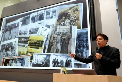 菅宮家と成功鎮の歴史を調べ続けている陳韋辰さん＝東京都中野区で2025年4月26日、鈴木玲子撮影