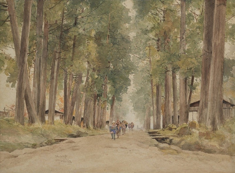 ◎ 吉田博 「杉並木」 　昭和12年作 　優良作品　本物　木版画 　小原古邨　土屋光逸　川瀬巴水 ◎ 吉田博 「杉並木」 昭和12年作 優良作品 本物 木版画 小原古