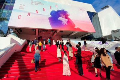 第78回カンヌ国際映画祭の主会場となったリュミエール劇場＝フランス・カンヌで2025年5月14日午前8時44分、勝田友巳撮影