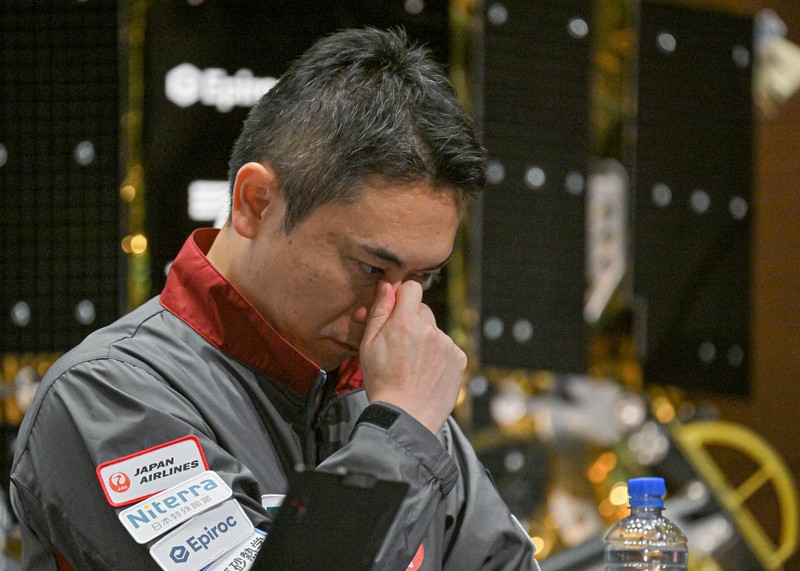 月面着陸が失敗し記者会見をする宇宙ベンチャー「ispace」の野崎順平CFO＝東京都千代田区で2025年6月6日午前10時、新宮巳美撮影