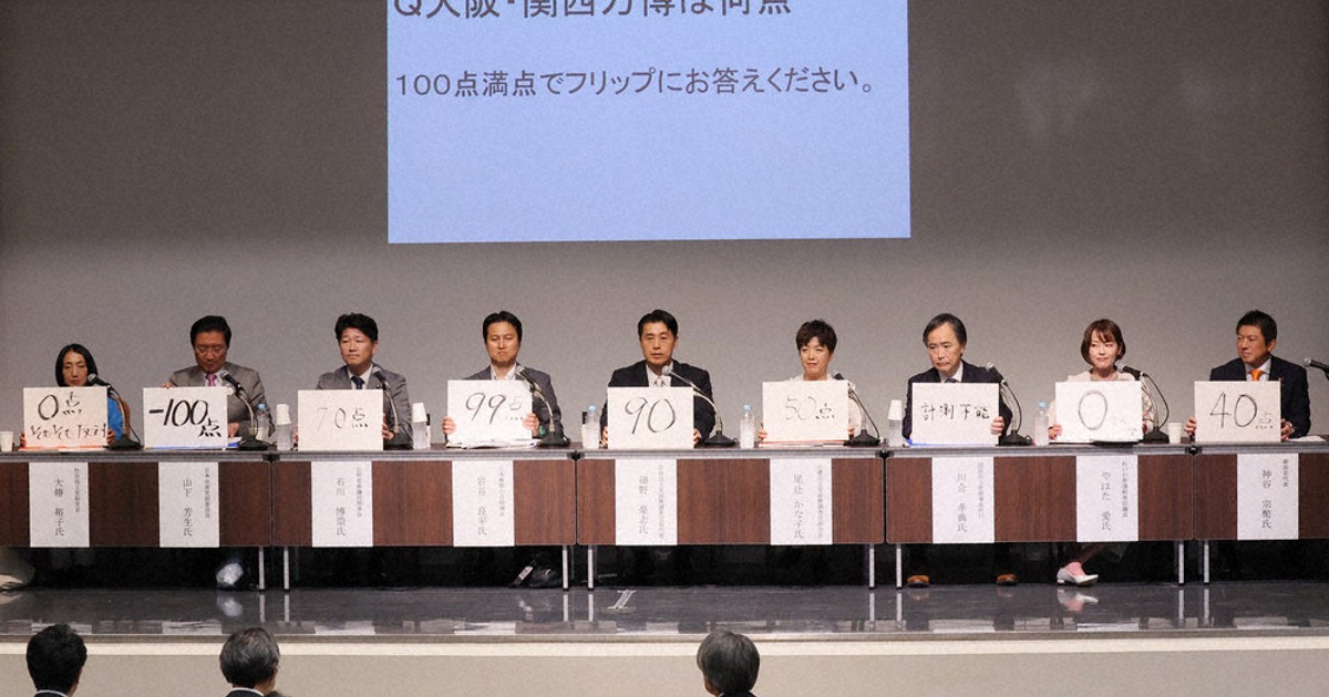 参院選2025：万博評価など討論 9政党幹部ら 関西プレスクラブ