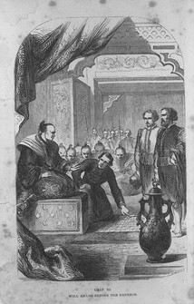 A Victorian era image of William Adams before Shogun Tokugawa Ieyasu. (Public domain) 