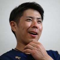 インタビューに答えるオリックスの若月健矢選手＝京セラドーム大阪で、久保玲撮影