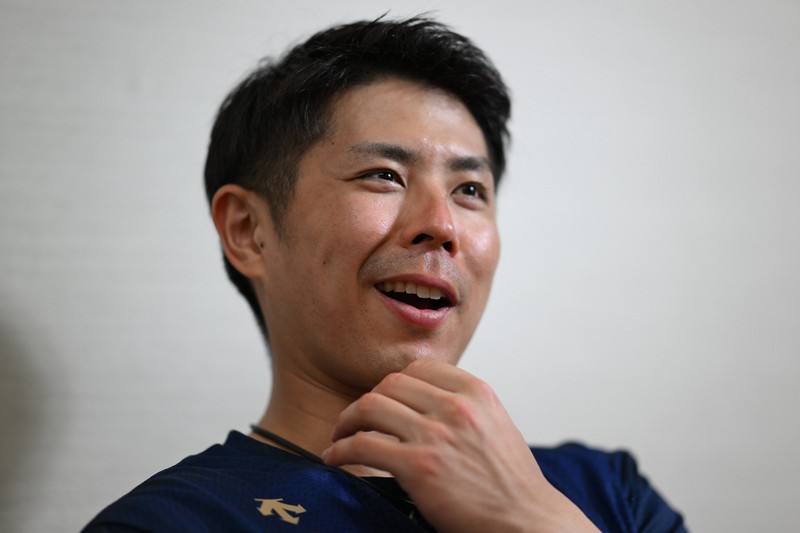 インタビューに答えるオリックスの若月健矢選手＝京セラドーム大阪で、久保玲撮影