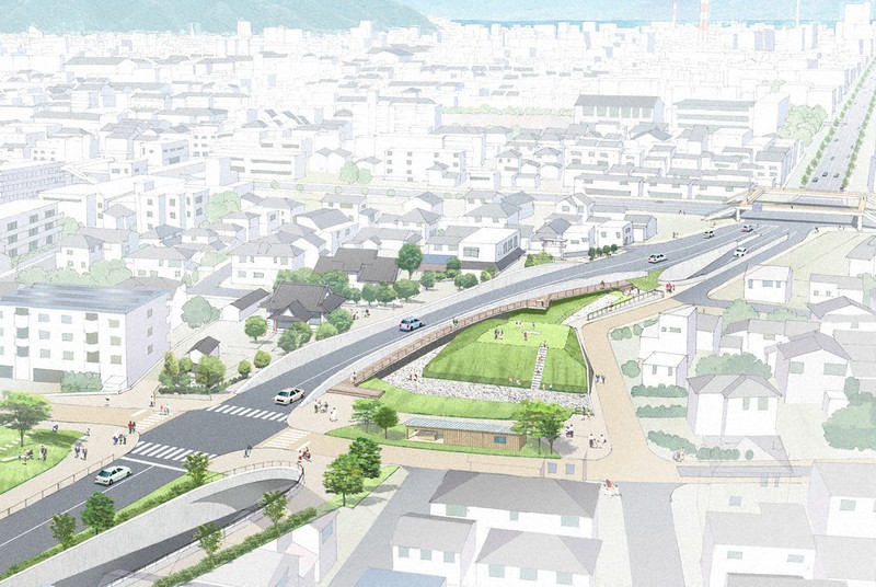 『阿尾島田古墳群の研究』−日本海中部沿岸域における古墳出現過程の新研究− 高尾山古墳の陸橋着工 古代版築技術と現代土木技術コラボ 道路と