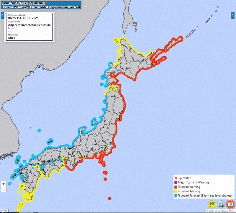 Japan tsunami warning in english