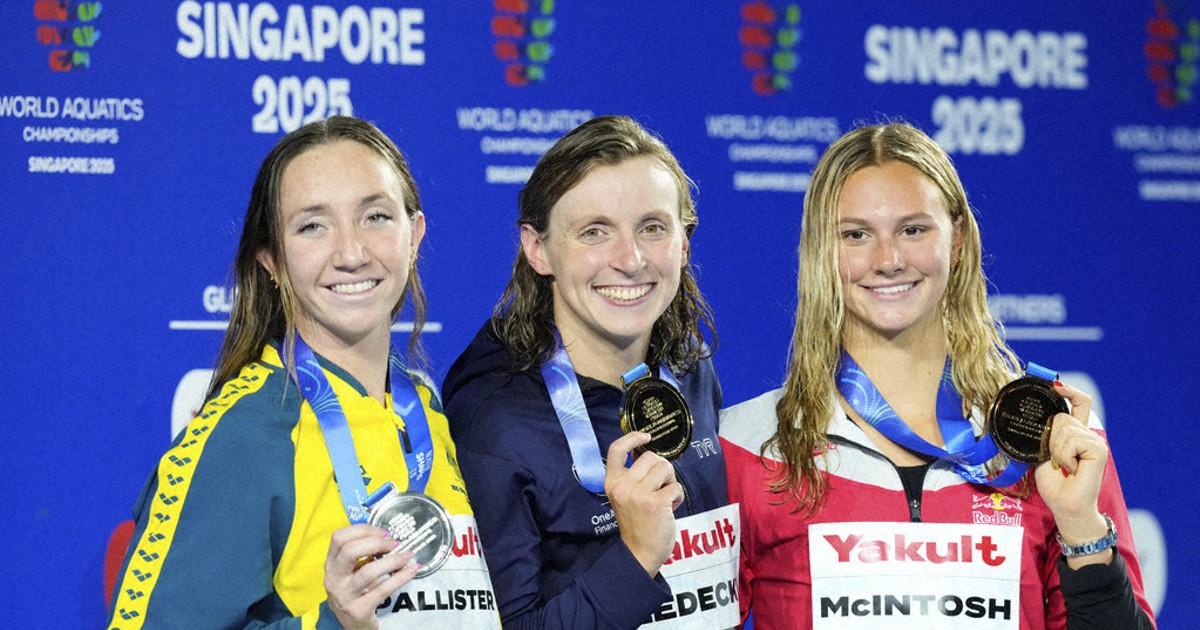 Americans set a relay world record in swim worlds in Singapore and Ledecky wins again