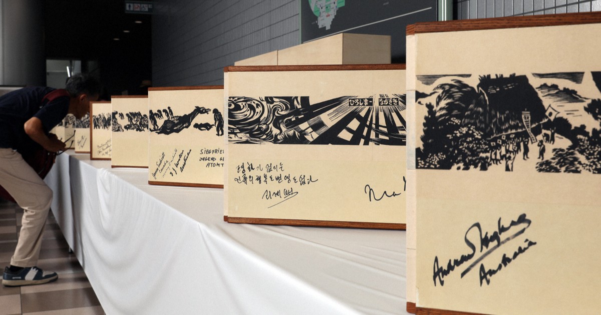 版画絵巻「平和を世界に」レプリカ 原水禁大会会場に67年ぶり展示