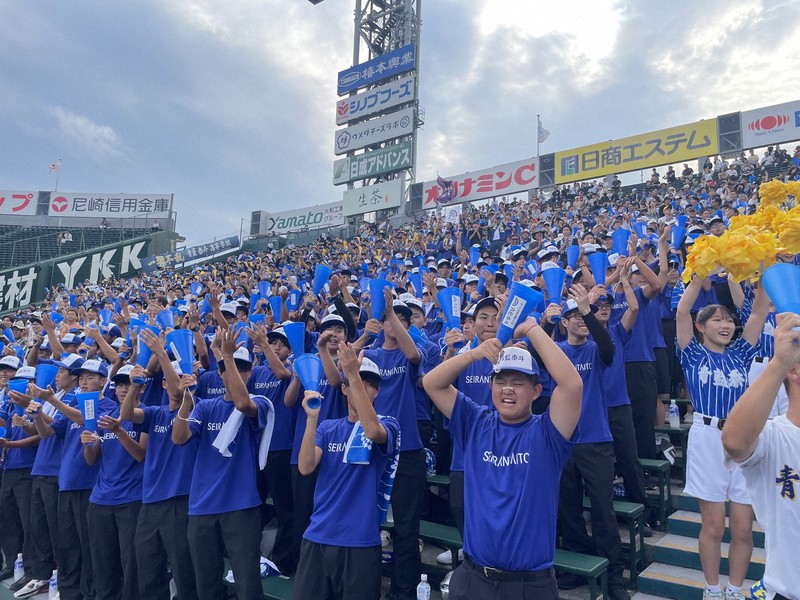 アルプススタンドも青一色 鮮やかユニホームの青藍泰斗 夏の
