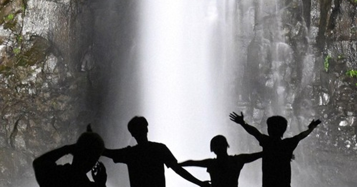 In Photos: Illuminated Yamagata Pref. waterfall delights nighttime visitors