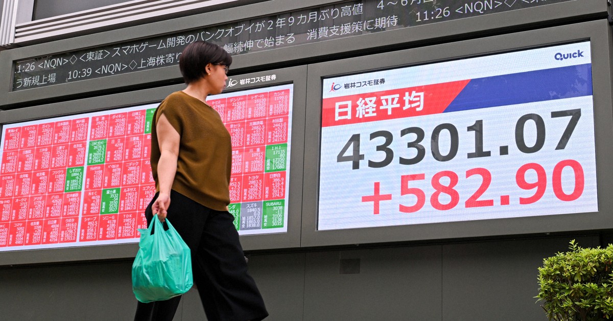 日経平均株価、2日連続で終値が史上最高値更新　4万3274円