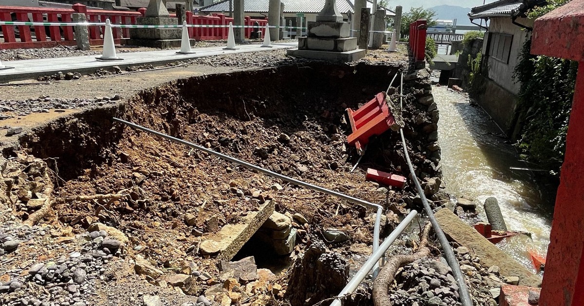 世界遺産・宗像大社でも大雨被害　中津宮で参道の一部崩落