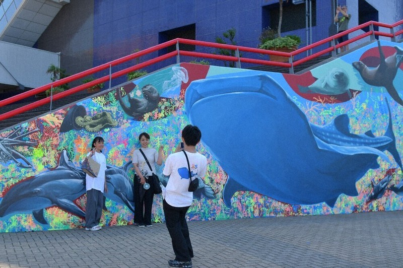 海中はカラフル世界 海遊館35年 ウォールアート完成 ／大阪 | 毎日新聞