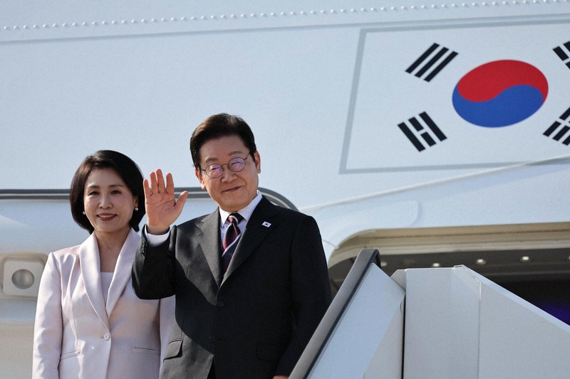 韓国・李在明大統領 訪日日程を終え、米韓首脳会談に向けて出発 [写真