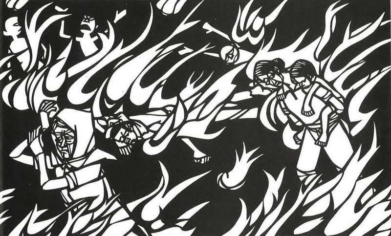 戦後80年：惨禍刻む、迫力の切り絵 復刊「画文集 原爆ヒロシマ